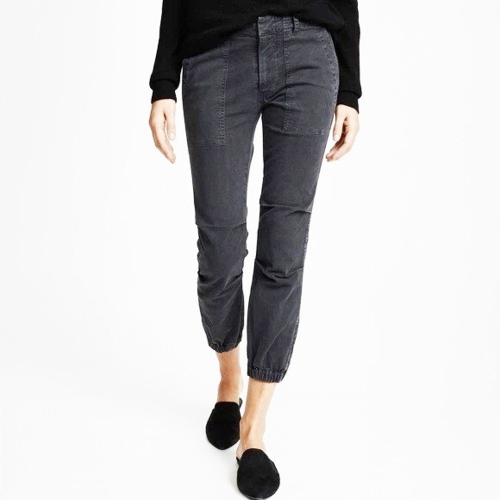 Nili Lotan Women's Cropped Military Pant Charcoal Gray Utility Cargo Zipper Hem